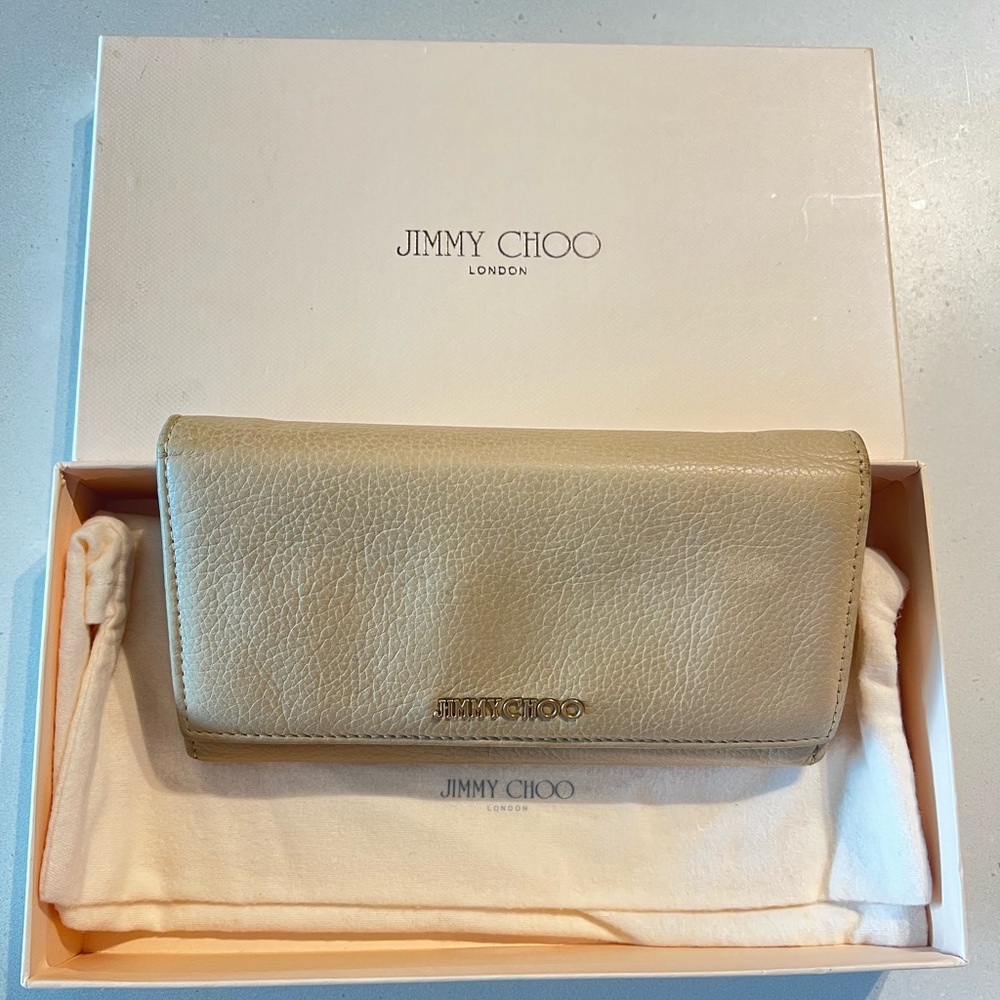 JIMMY CHOO PURSE CHAIN WALLET LEATHER GUREGE WOMEN USED